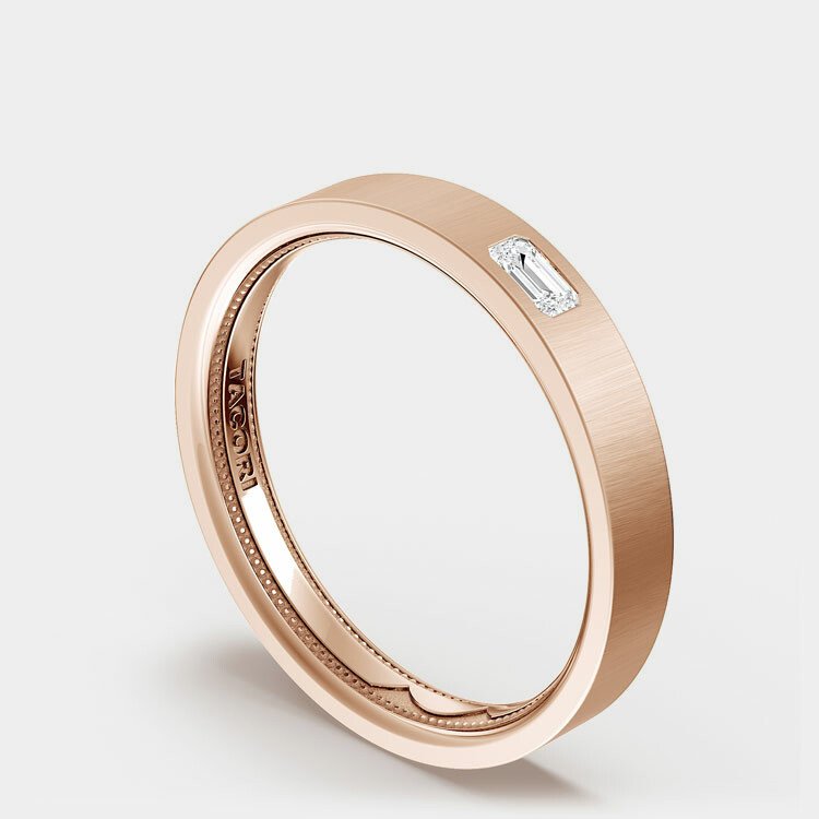 Bezel Set Diamond Wedding Ring 18K Rose Gold - 15035