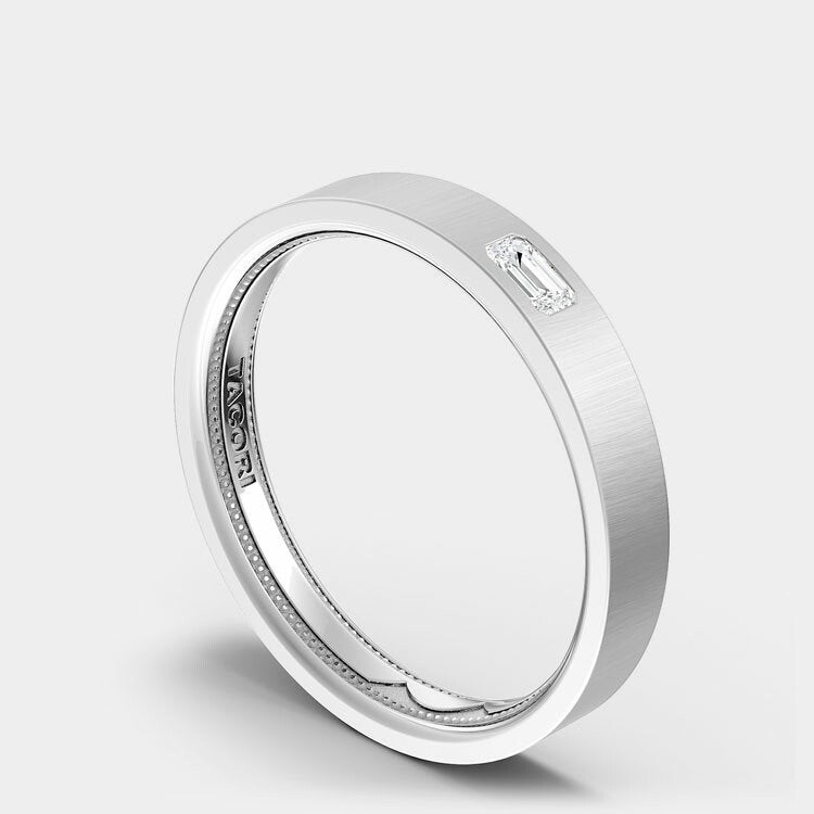 Bezel Set Diamond Wedding Ring 18K White Gold - 15035