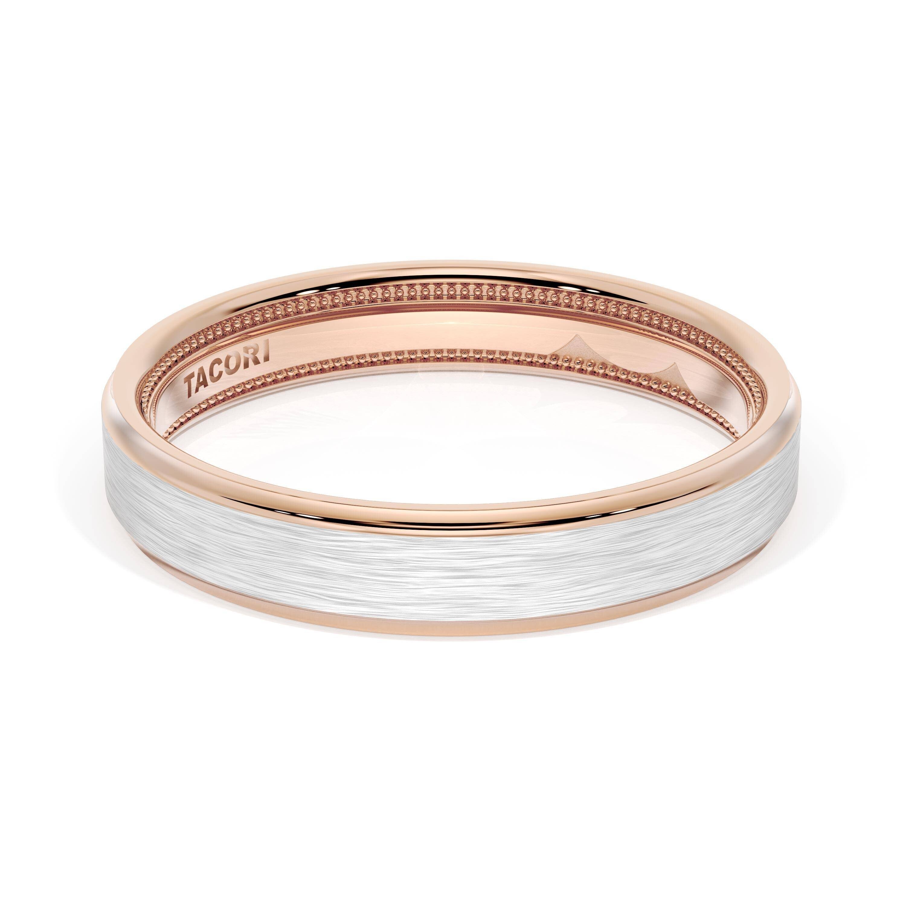 Brush Finish Wedding Ring 18k Rose/White Gold - 1634
