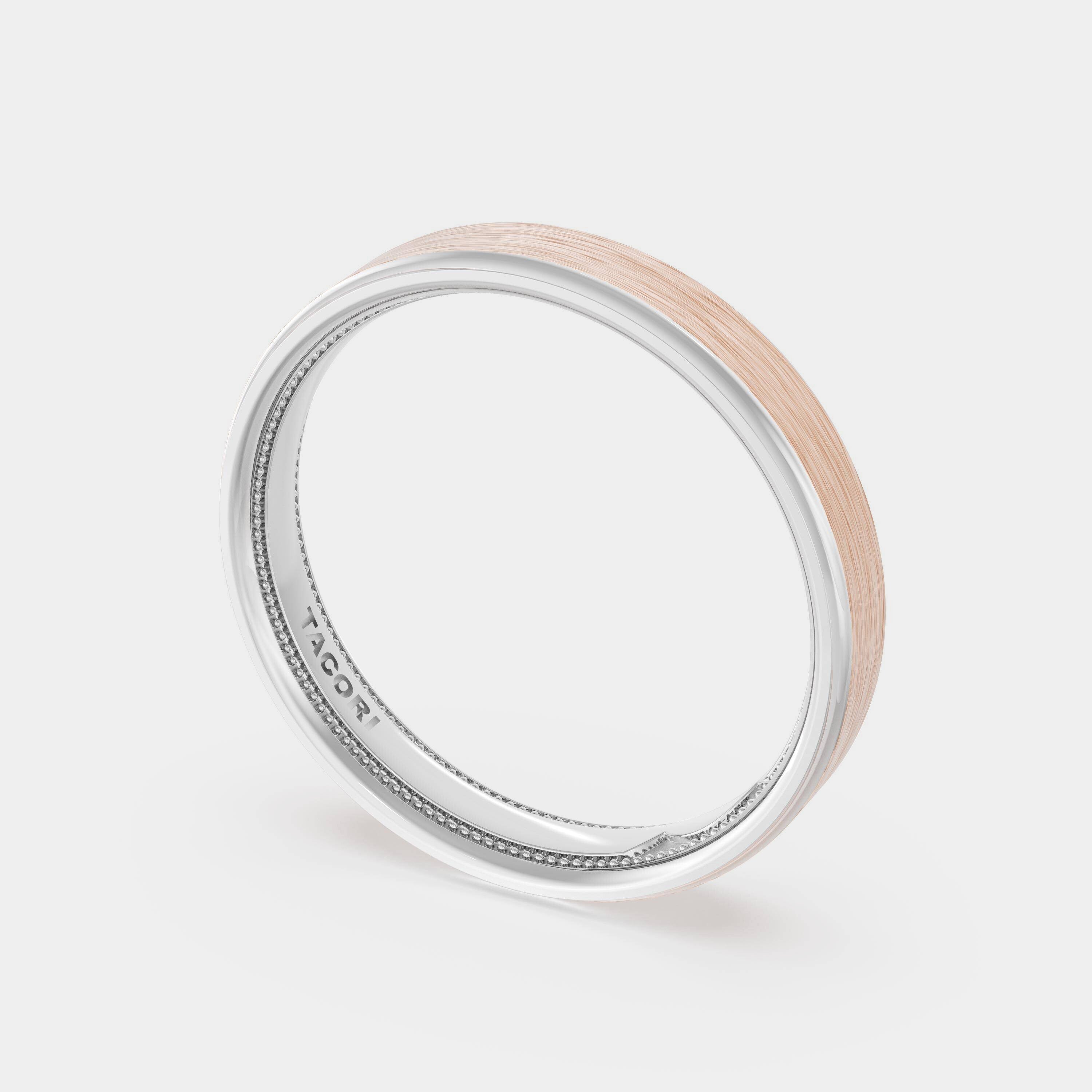 Brush Finish Wedding Ring 18k White/Rose Gold - 1634