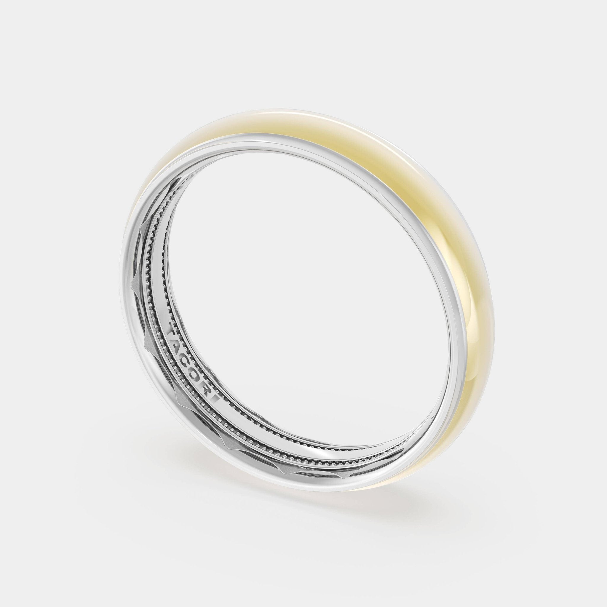 Classic High Polish Wedding Ring 18k Yellow/White Gold - 1655