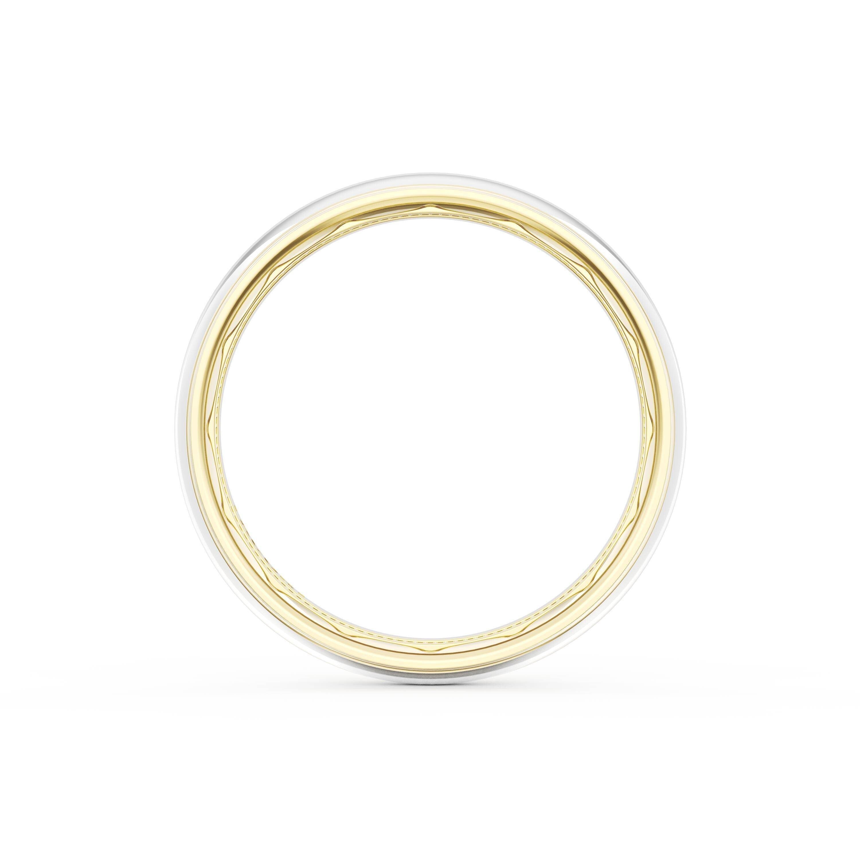 Classic High Polish Wedding Ring 18k White/Yellow Gold - 1655