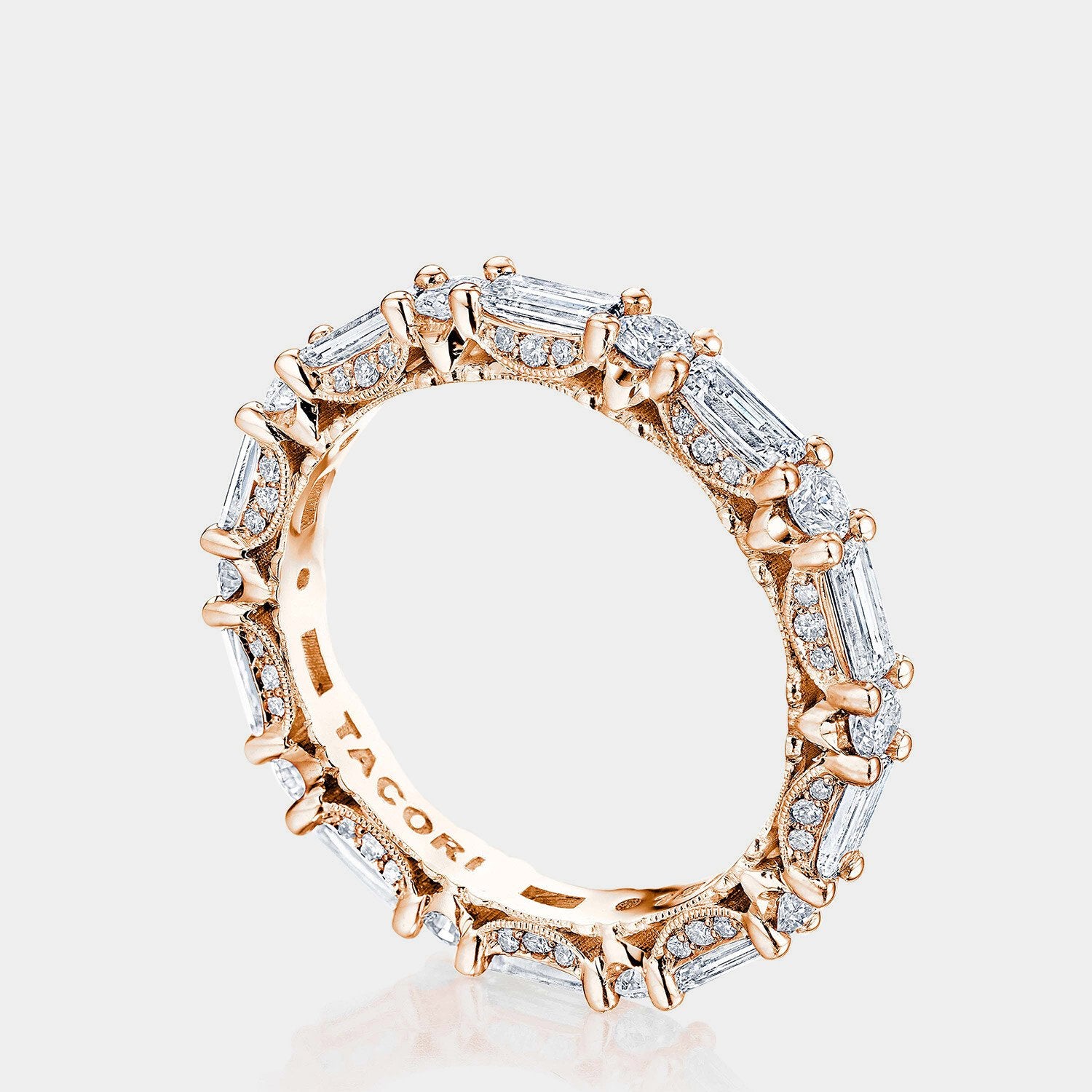 Baguette Round Eternity Wedding Ring 18k Rose Gold - HT2682
