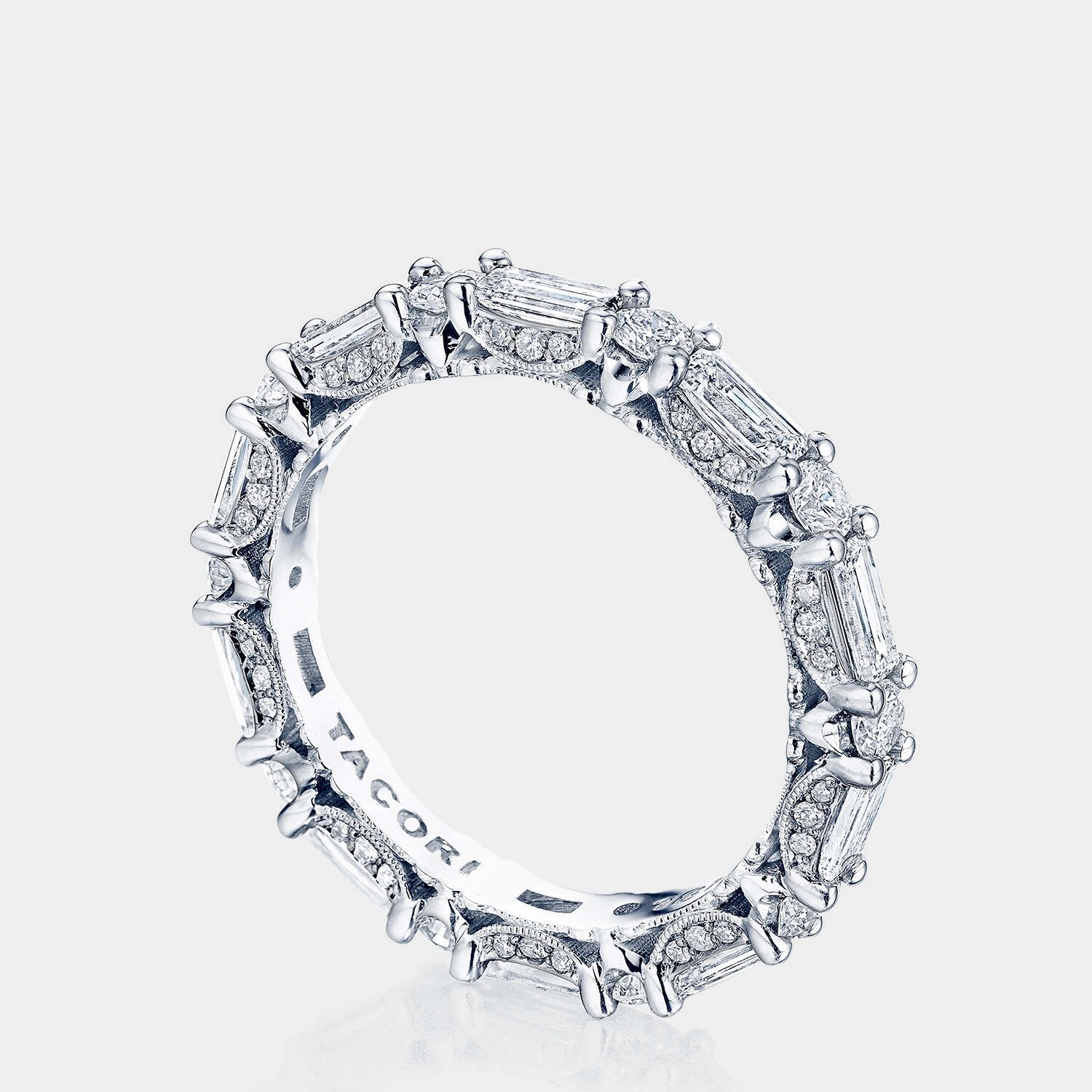 Baguette Round Eternity Wedding Ring 18k White Gold - HT2682