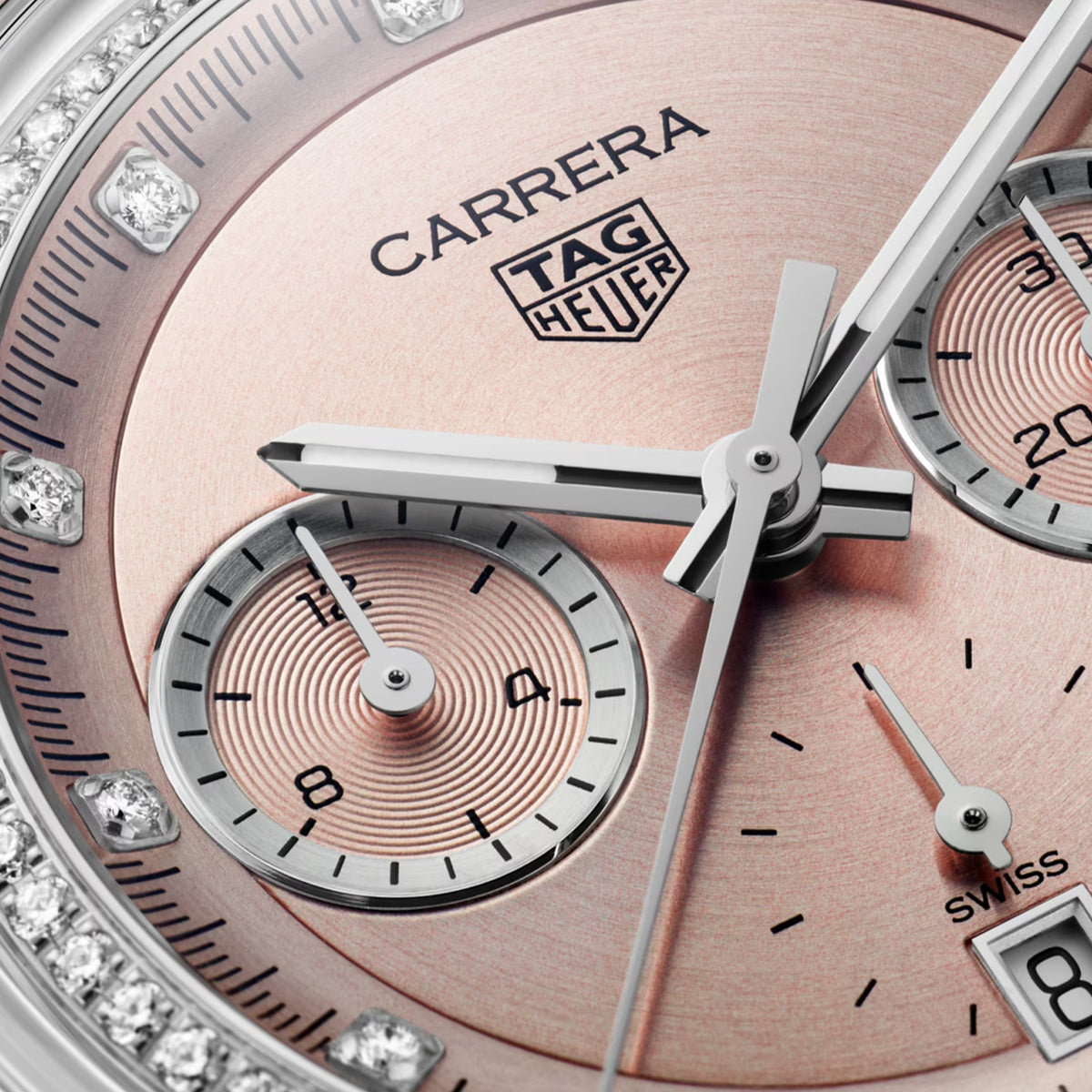 Carrera Chronograph 39mm Pink Diamond Dial Stainless Steel Watch