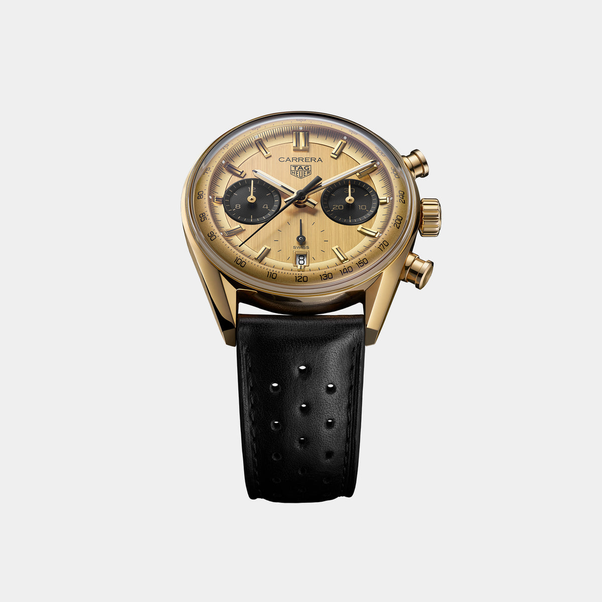 Carrera Chronograph 39mm Gold Dial 18K Yellow Gold Watch