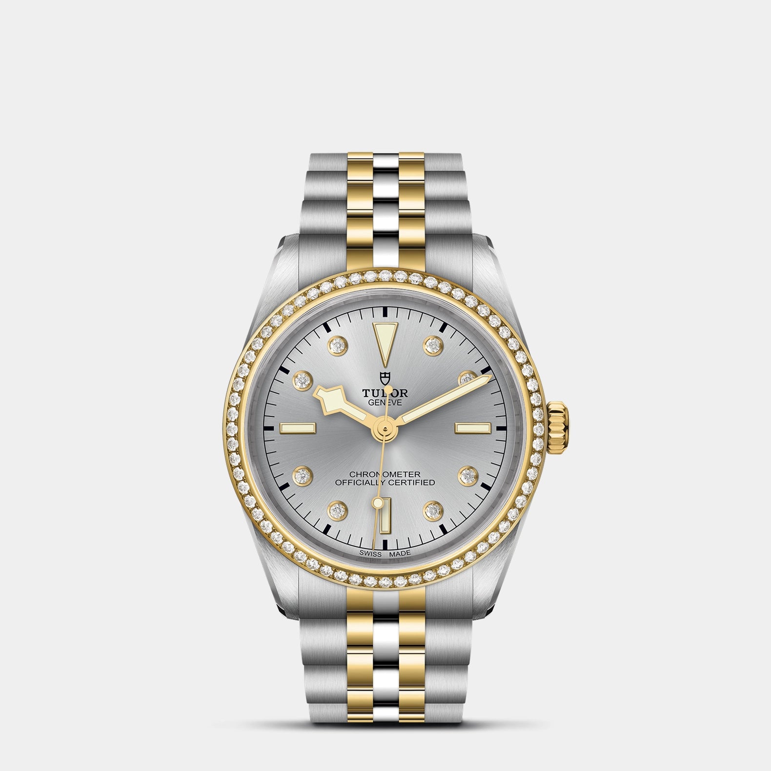 Black Bay One S&G 36mm - Silver Dial Diamond Bezel on 5-Link Bracelet