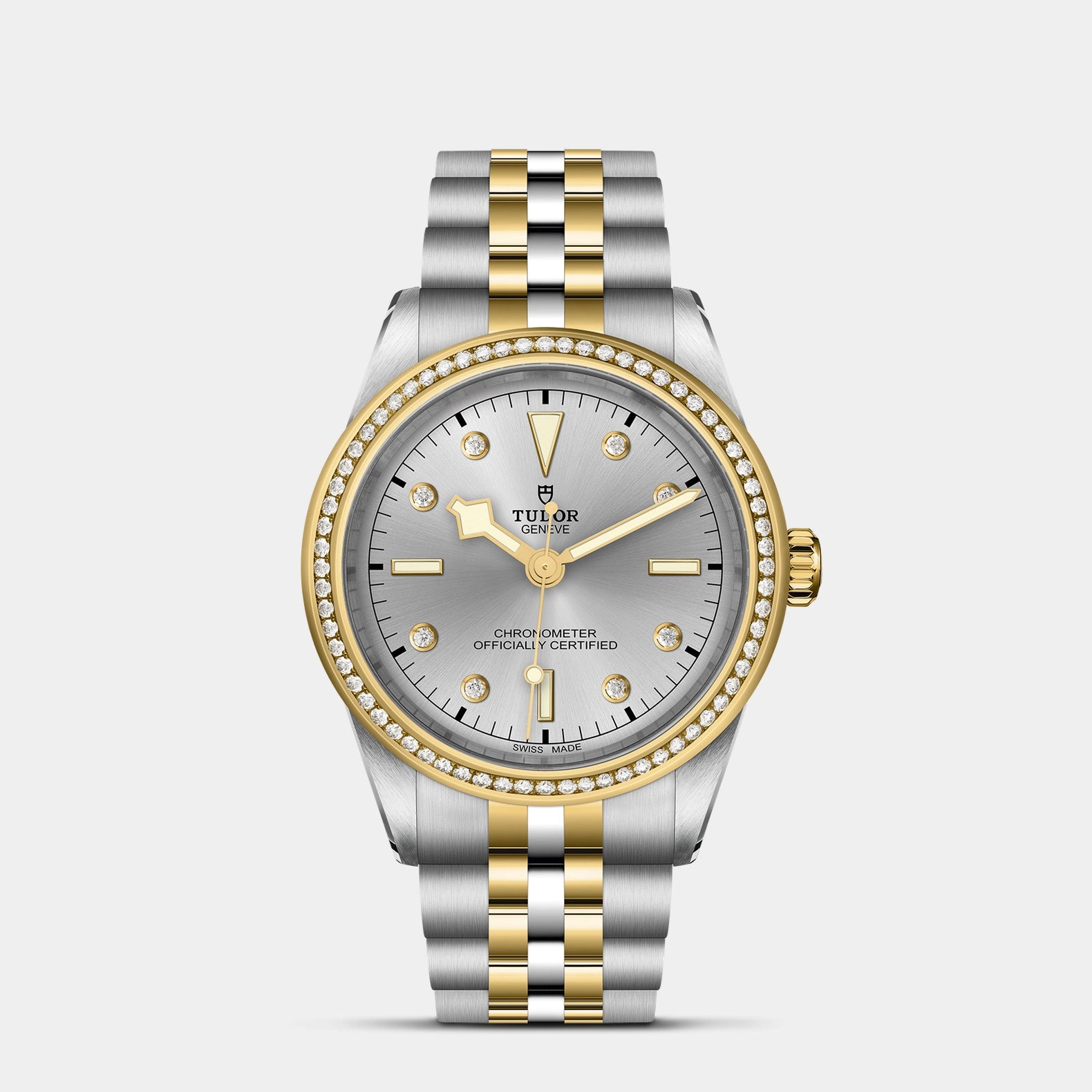 Black Bay One S&G 39mm - Silver Dial Diamond Bezel on 5-Link Bracelet