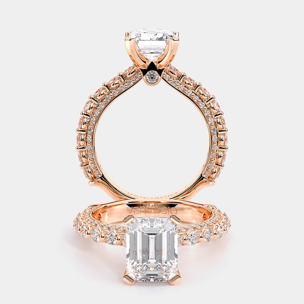 Emerald Pavé 14k Rose Gold Engagement Ring - CTR-0488