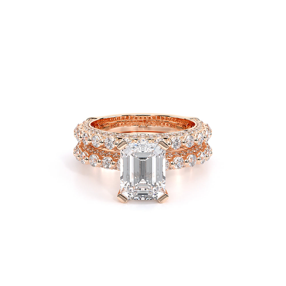 Emerald Pavé 18k Rose Gold Engagement Ring - CTR-0488