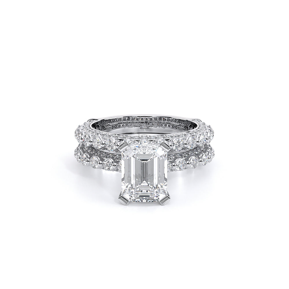 Emerald Pavé 18k White Gold Engagement Ring - CTR-0488