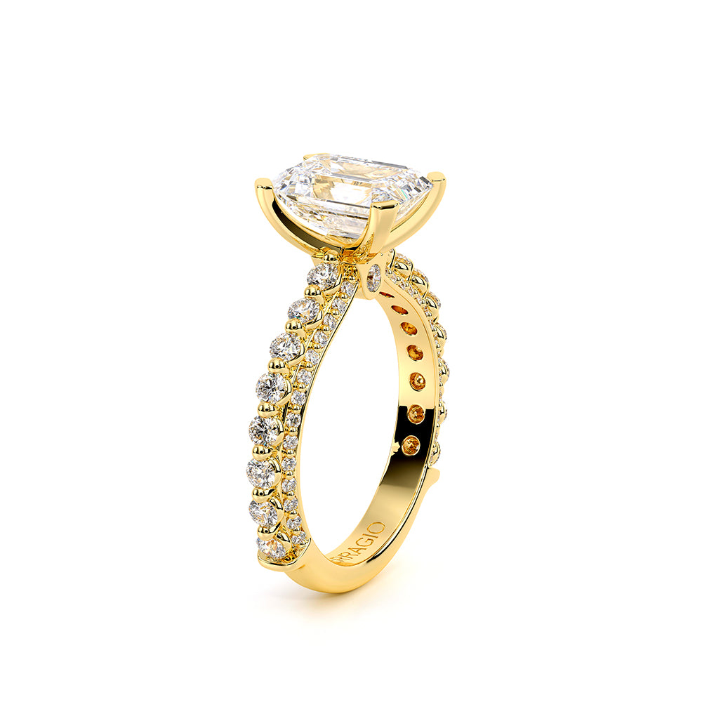 Emerald Pavé 18k Yellow Gold Engagement Ring - CTR-0488