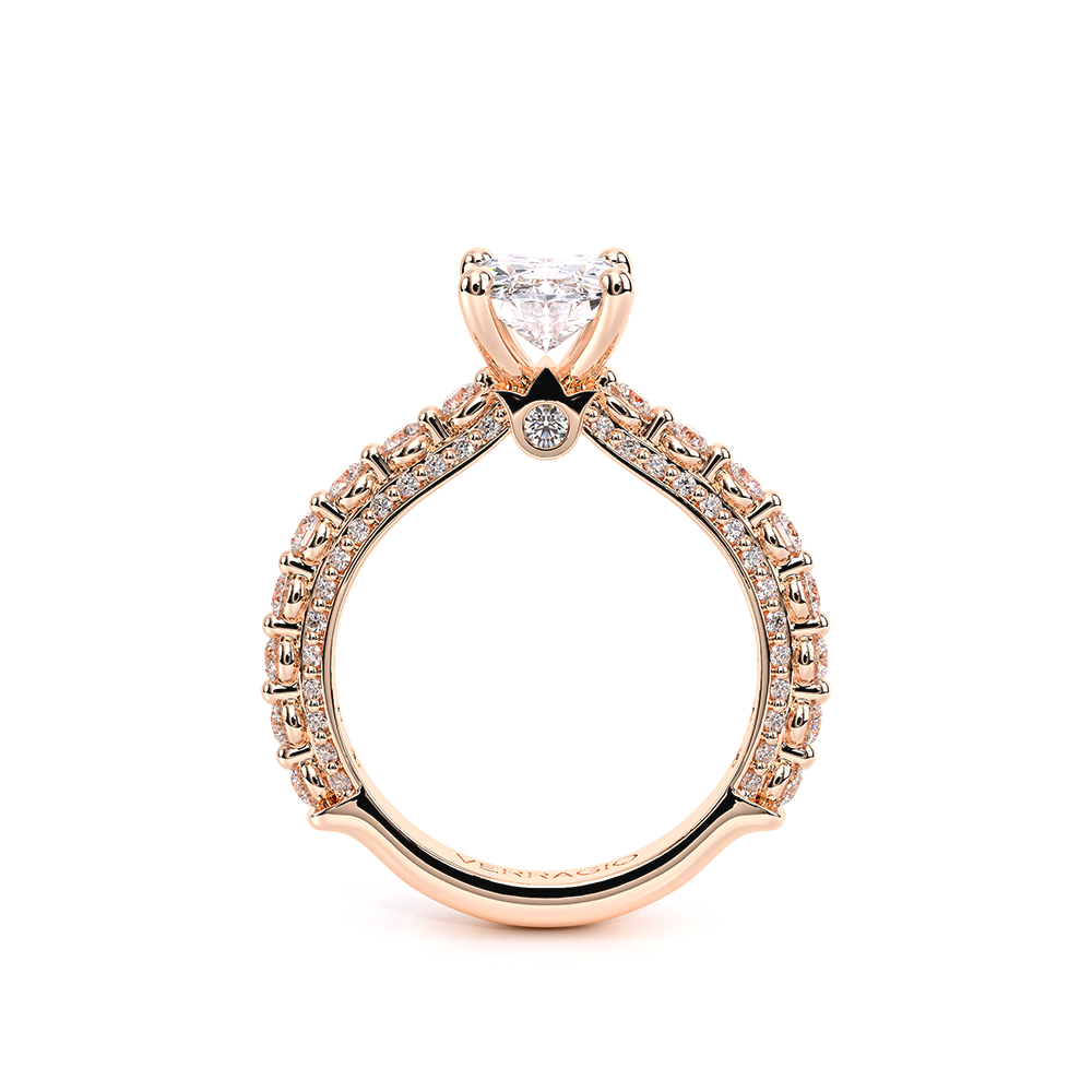 Oval Pavé 14k Rose Gold Engagement Ring - CTR-0488