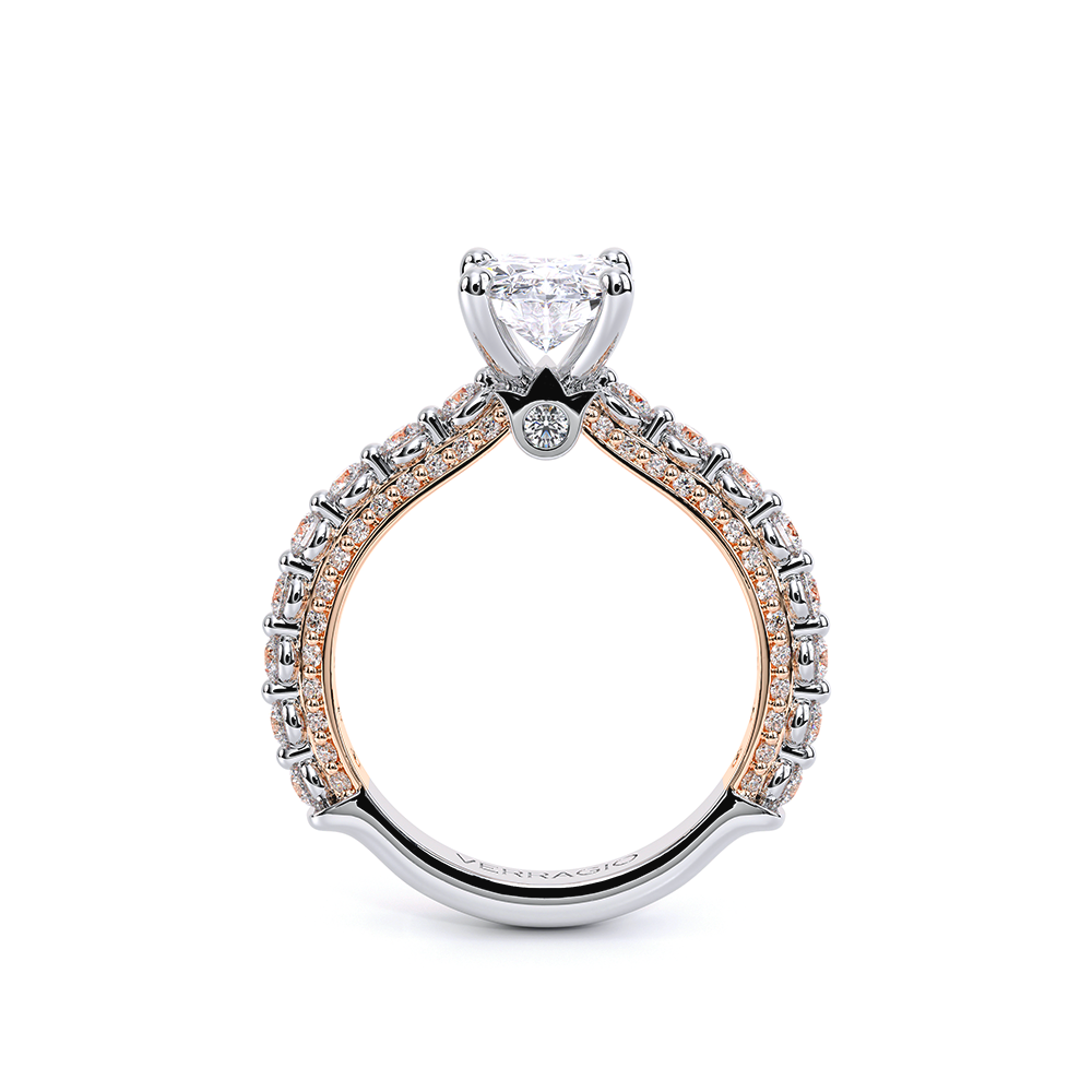 Oval Pavé 14k Rose and White Gold Engagement Ring - CTR-0488