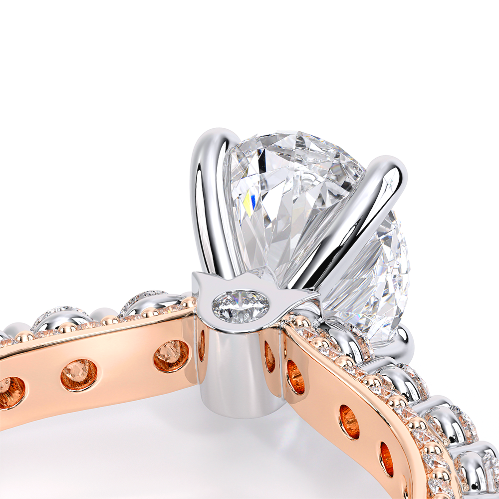Oval Pavé 14k Rose and White Gold Engagement Ring - CTR-0488