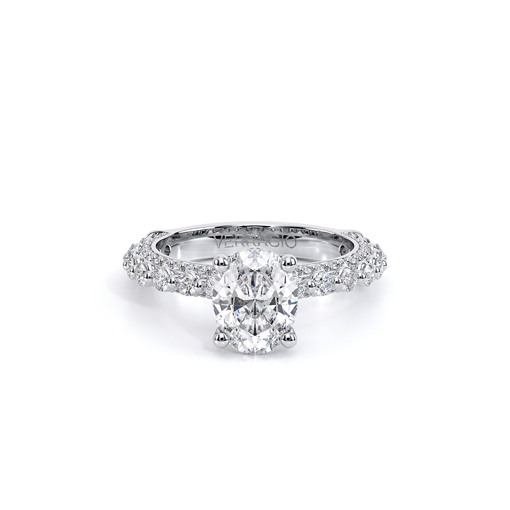 Oval Pavé 14k White Gold Engagement Ring - CTR-0488