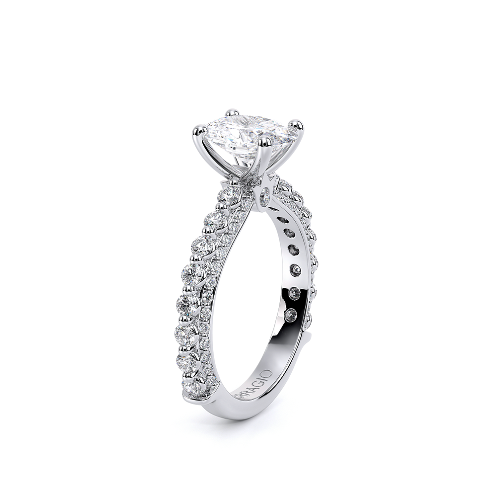 Oval Pavé 18k White Gold Engagement Ring - CTR-0488