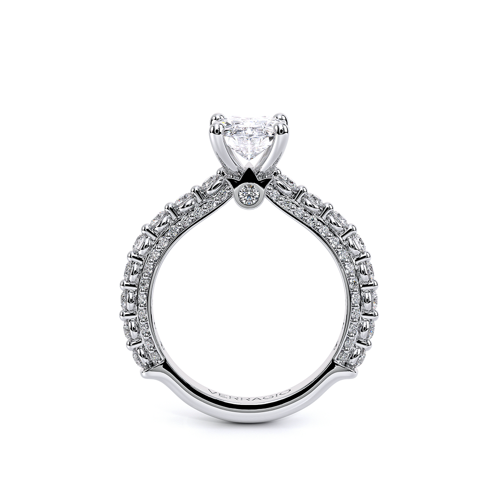 Oval Pavé 18k White Gold Engagement Ring - CTR-0488