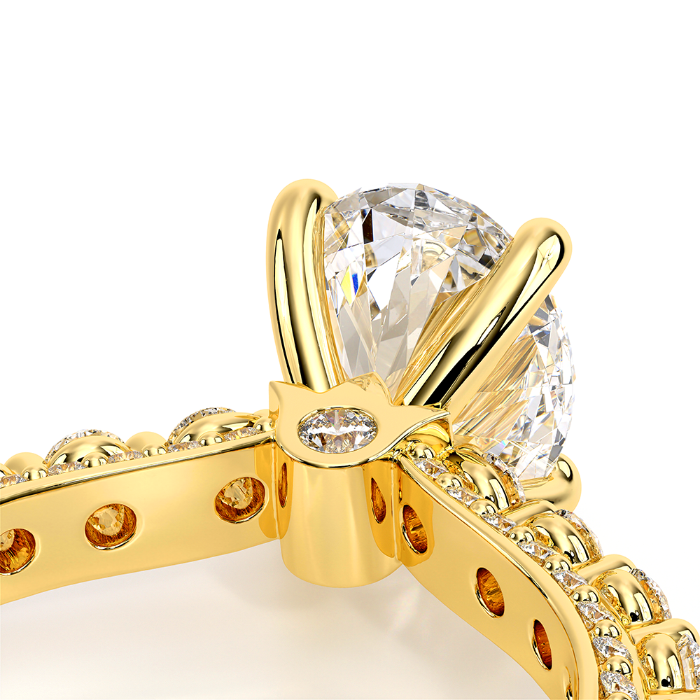 Oval Pavé 14k Yellow Gold Engagement Ring - CTR-0488