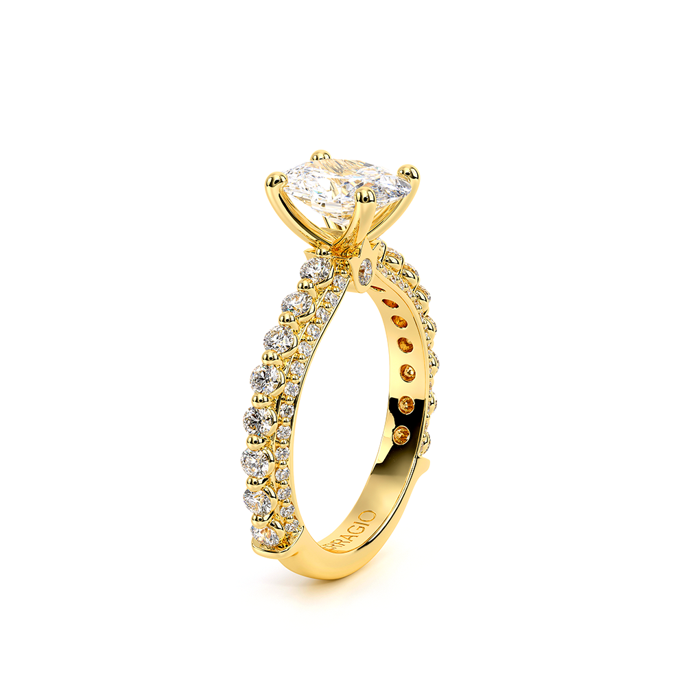 Oval Pavé 14k Yellow Gold Engagement Ring - CTR-0488