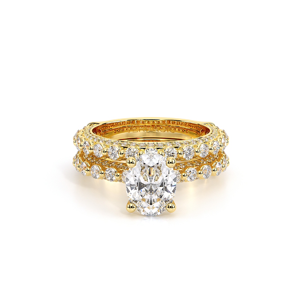Oval Pavé 18k Yellow Gold Engagement Ring - CTR-0488