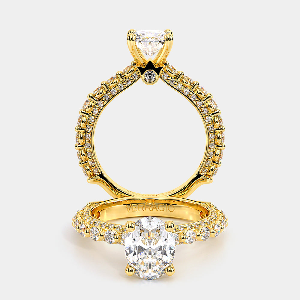 Oval Pavé 18k Yellow Gold Engagement Ring - CTR-0488