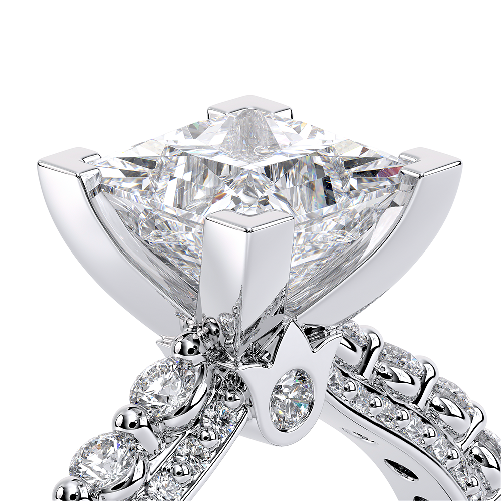Princess Pavé Platinum Engagement Ring - CTR-0488