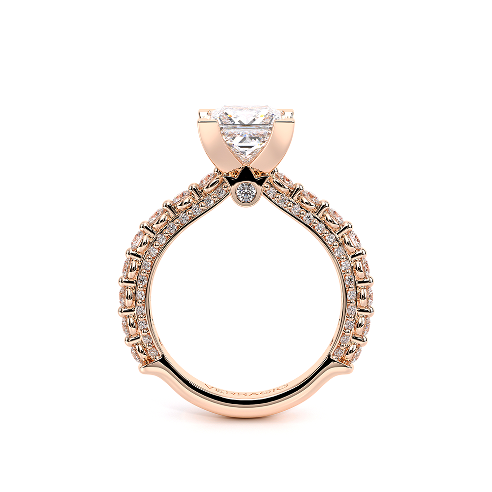 Princess Pavé 18k Rose Gold Engagement Ring - CTR-0488