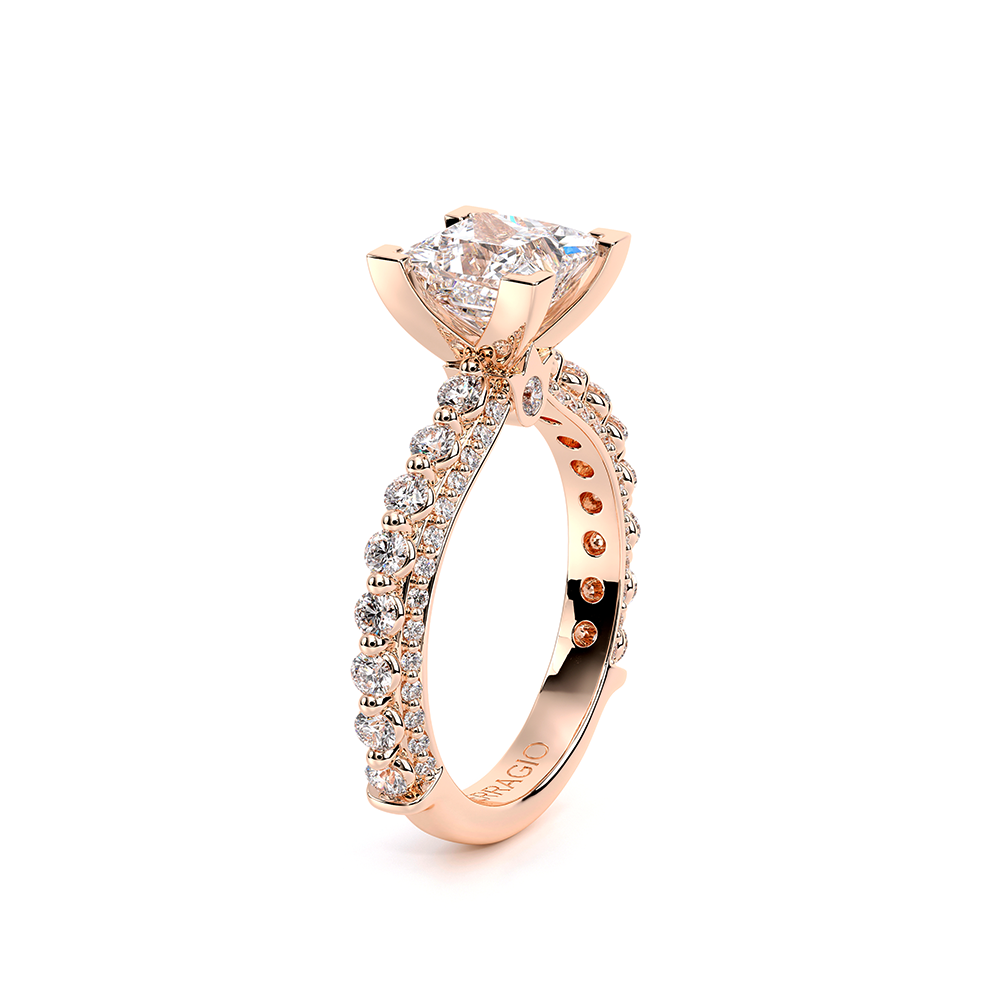 Princess Pavé 18k Rose Gold Engagement Ring - CTR-0488