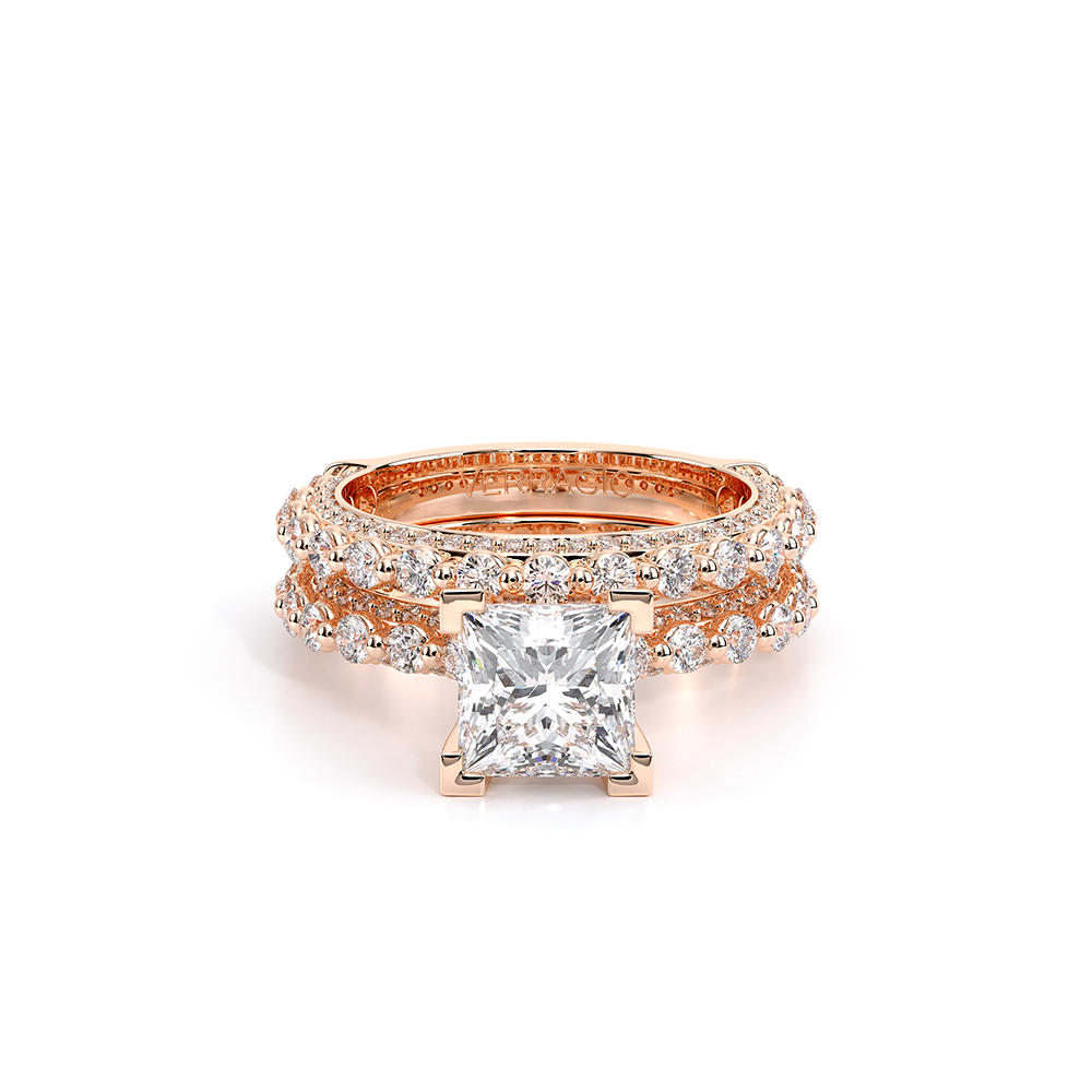 Princess Pavé 18k Rose Gold Engagement Ring - CTR-0488