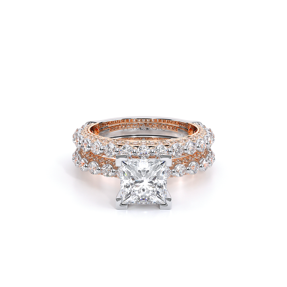 Princess Pavé 18k Rose and White Gold Engagement Ring - CTR-0488