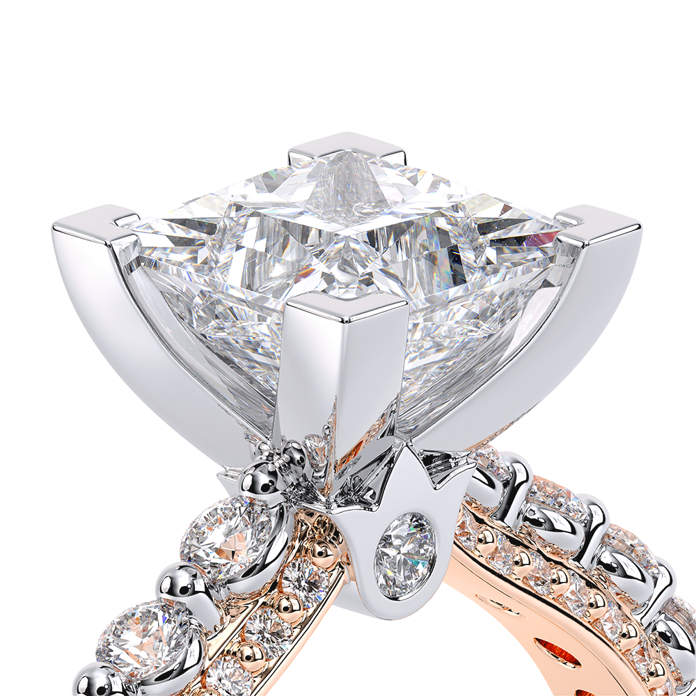 Princess Pavé 18k Rose and White Gold Engagement Ring - CTR-0488