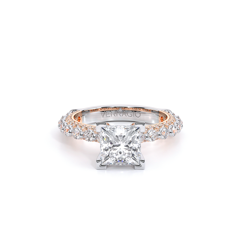Princess Pavé 18k Rose and White Gold Engagement Ring - CTR-0488