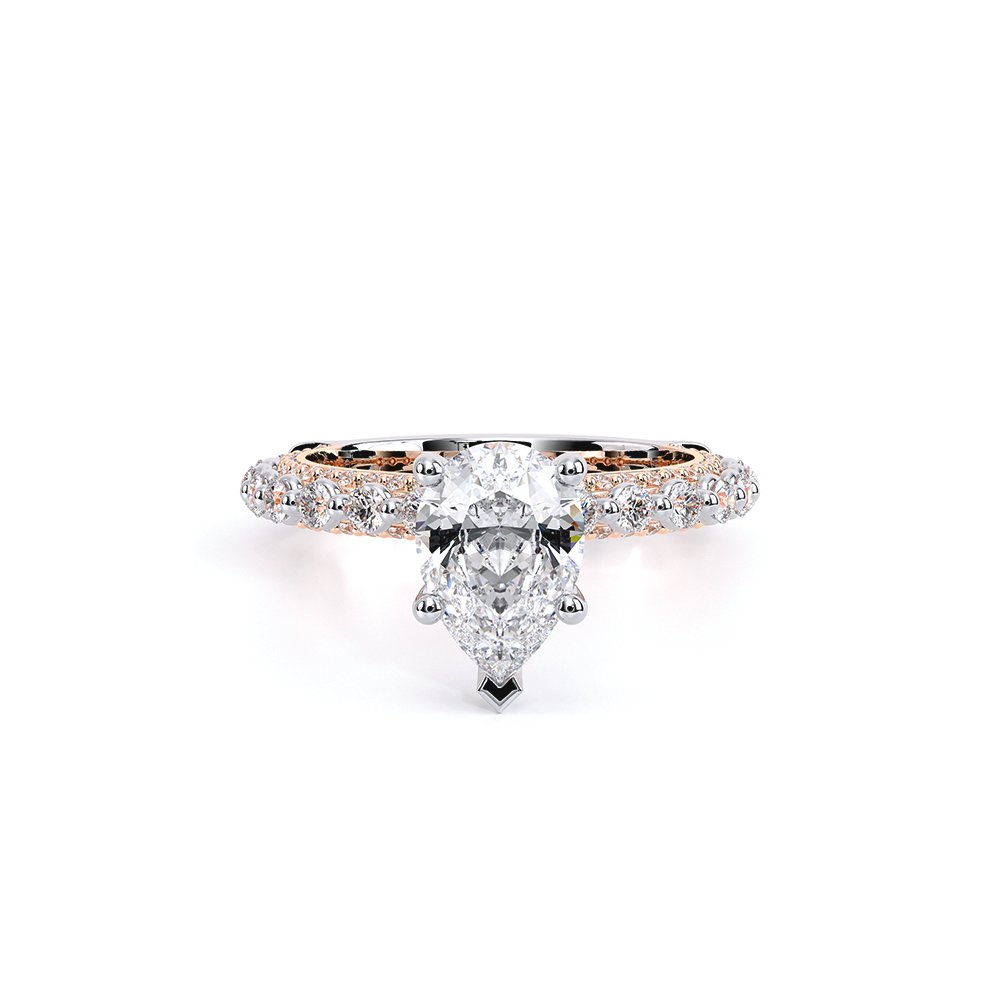Pear Pavé 14k Rose and White Gold Engagement Ring - CTR-0488