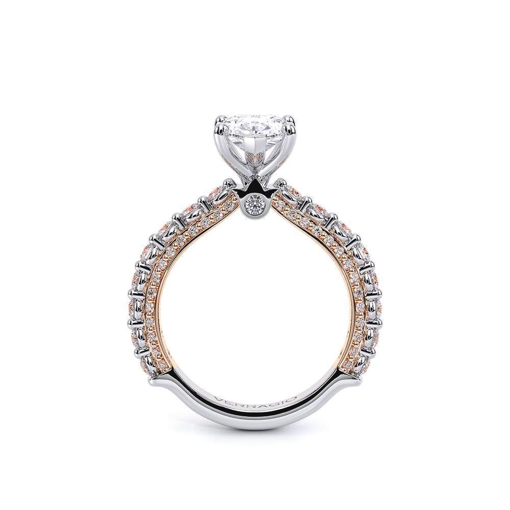 Pear Pavé 18k Rose and White Gold Engagement Ring - CTR-0488