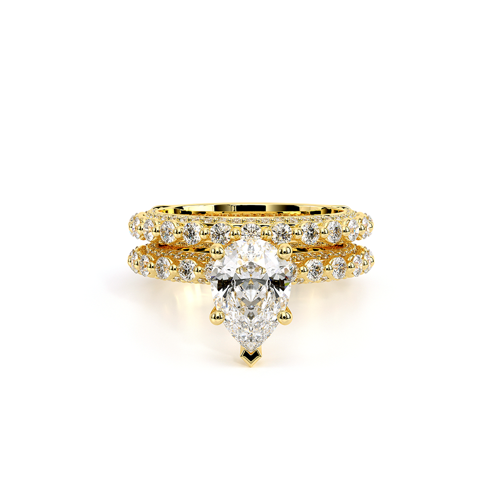 Pear Pavé 18k Yellow Gold Engagement Ring - CTR-0488