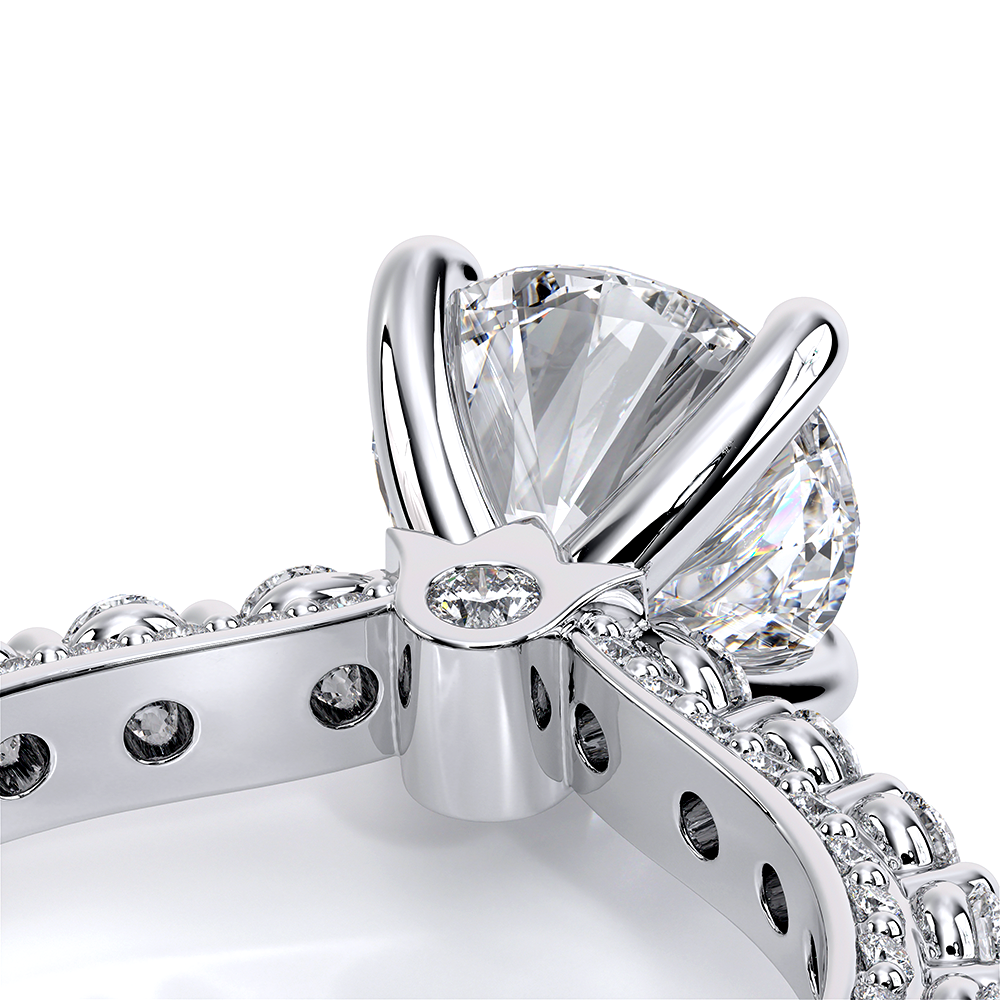 Round Pavé Platinum Engagement Ring - CTR-0488