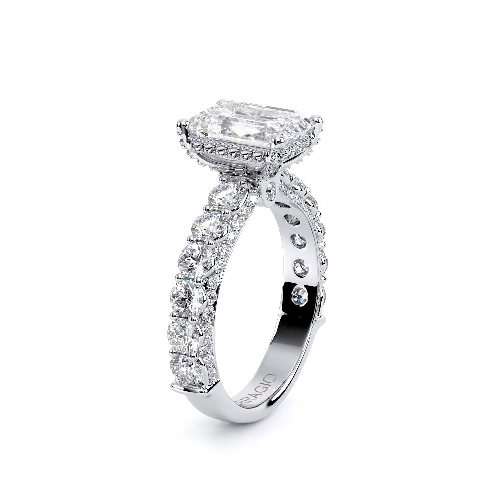 Emerald Pavé Platinum Engagement Ring - CTR-0489