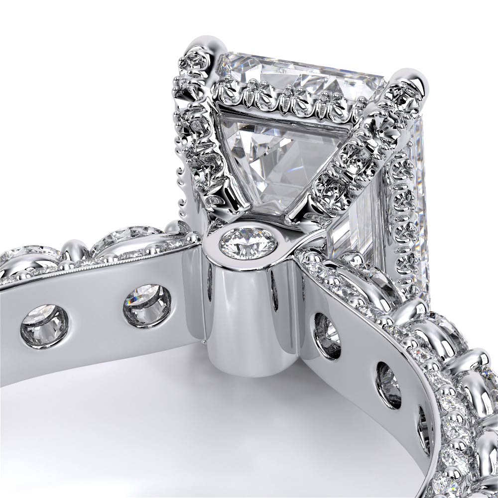 Emerald Pavé Platinum Engagement Ring - CTR-0489