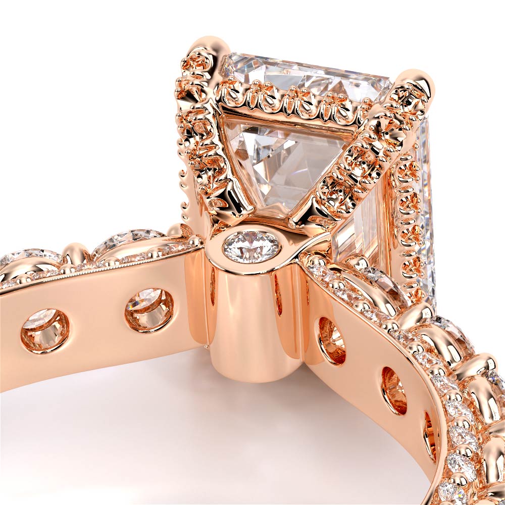 Emerald Pavé 18K Rose Gold Engagement Ring - CTR-0489