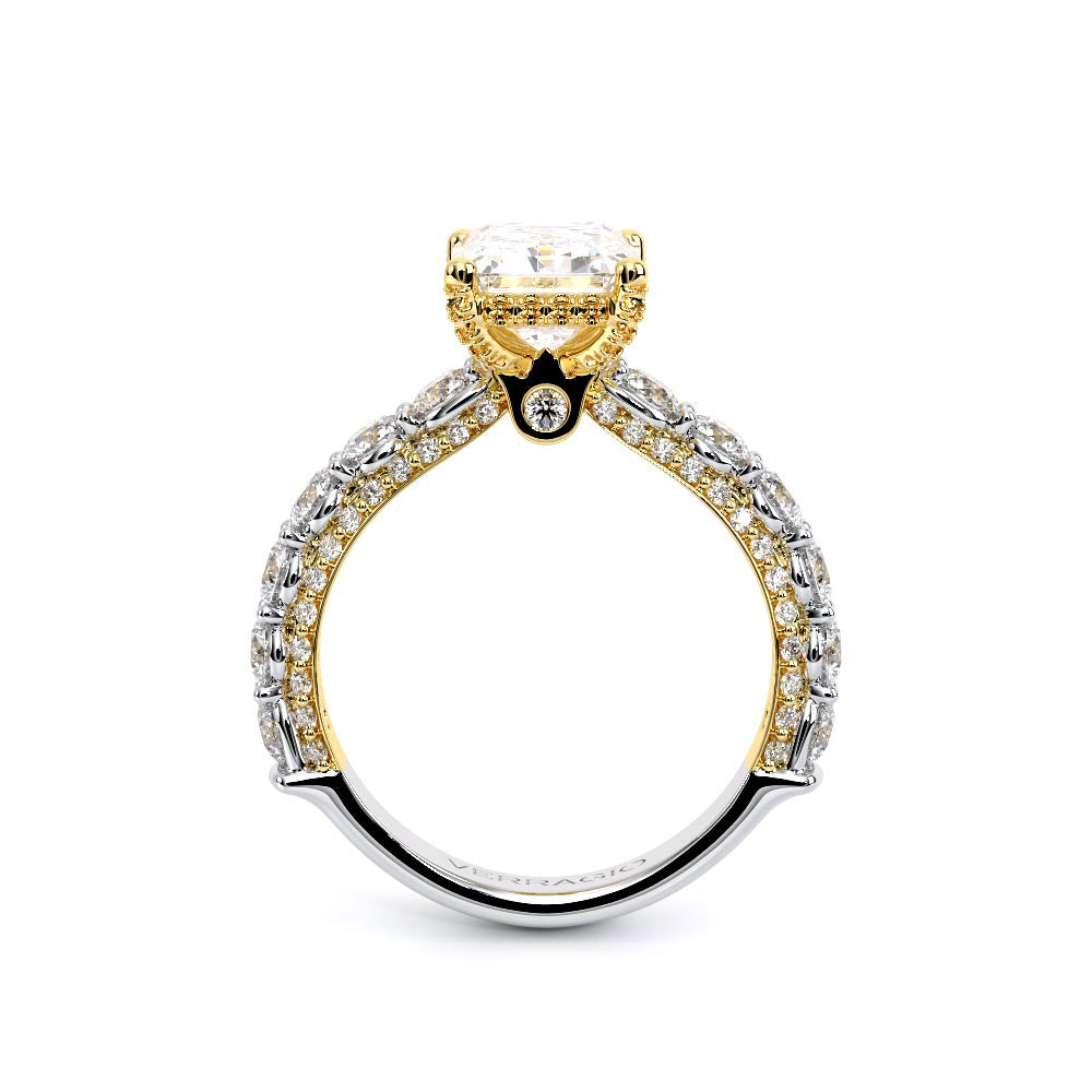 Emerald Pavé 14K Yellow and White Gold Engagement Ring - CTR-0489