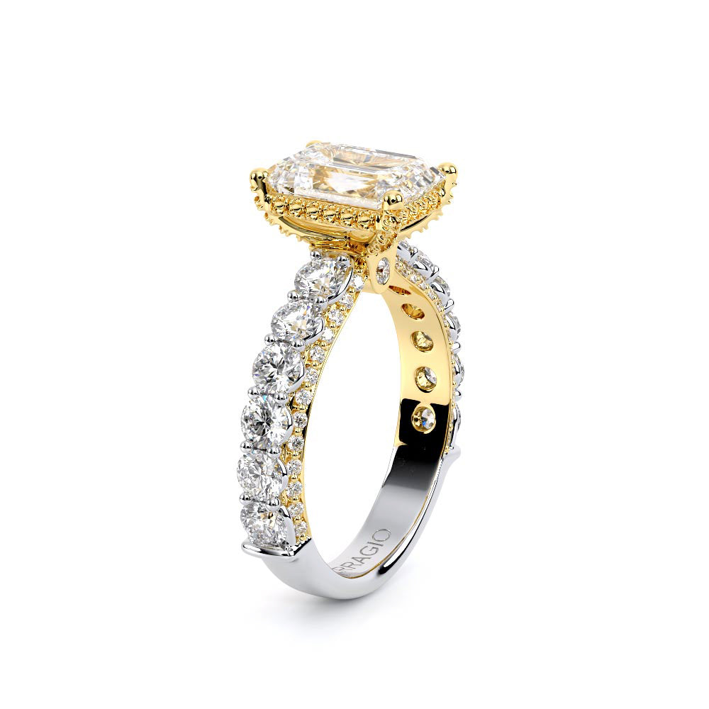 Emerald Pavé 14K Yellow and White Gold Engagement Ring - CTR-0489