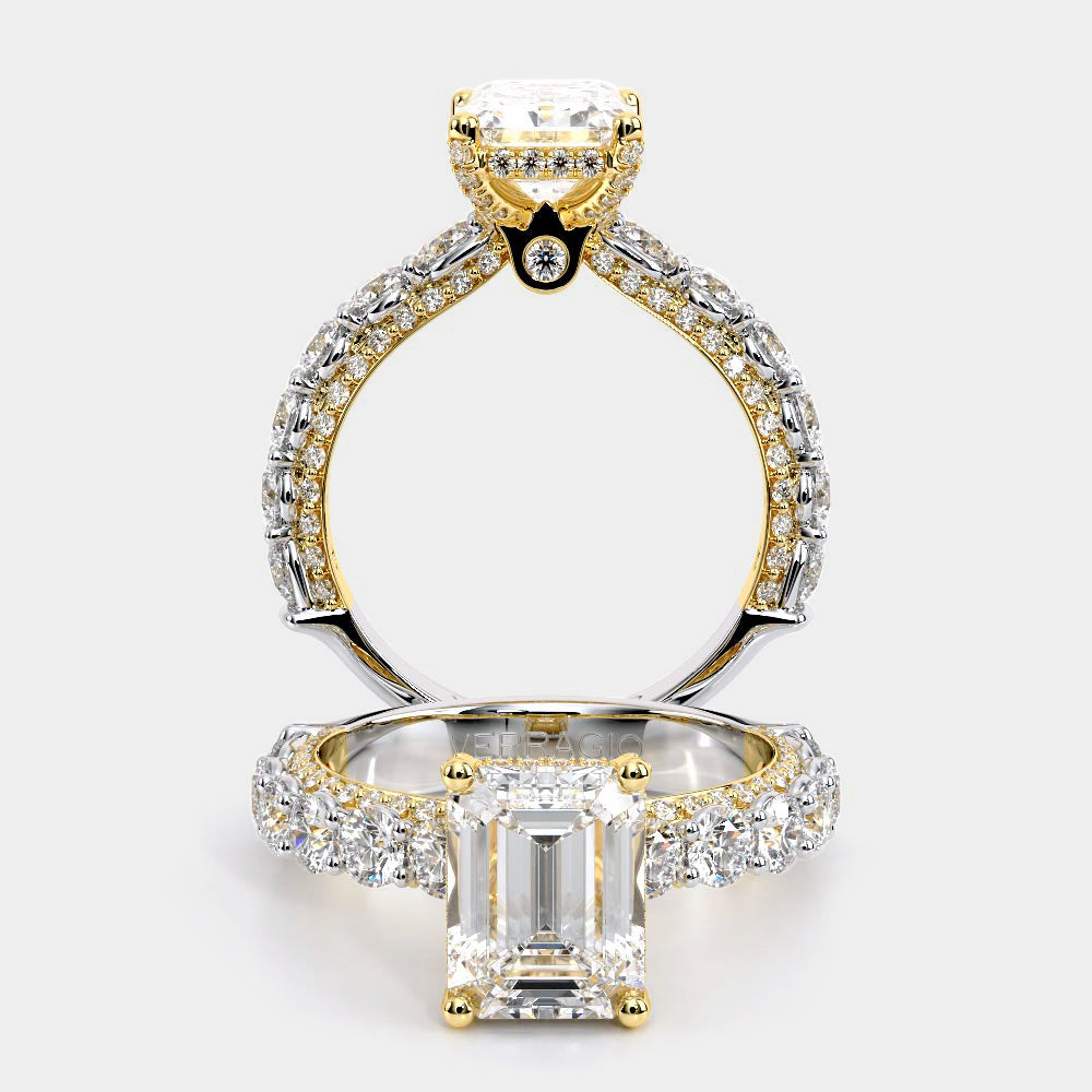 Emerald Pavé 18K Yellow and White Gold Engagement Ring - CTR-0489