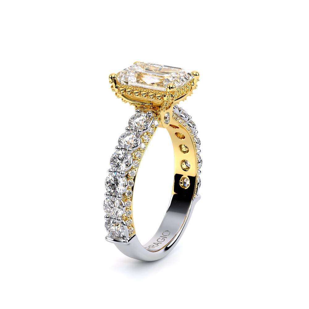 Emerald Pavé 18K Yellow and White Gold Engagement Ring - CTR-0489