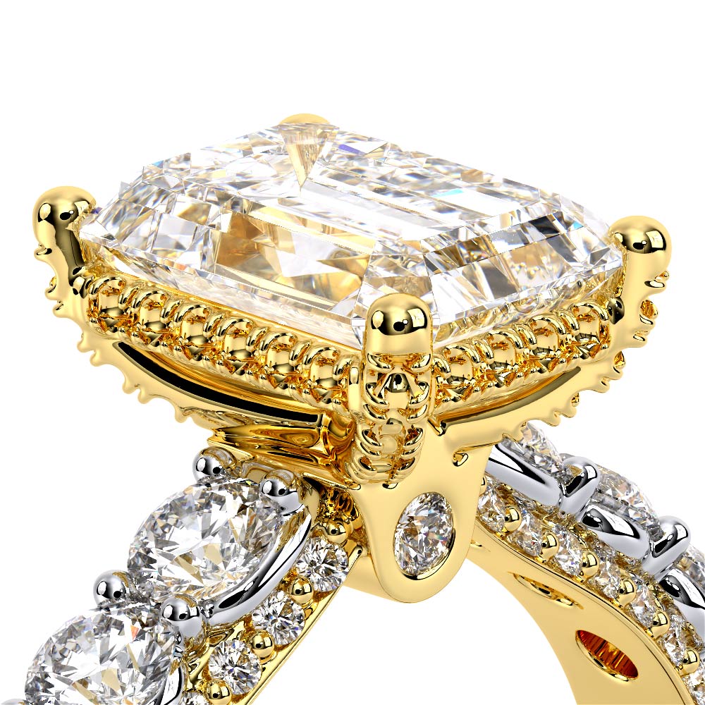 Emerald Pavé 18K Yellow and White Gold Engagement Ring - CTR-0489