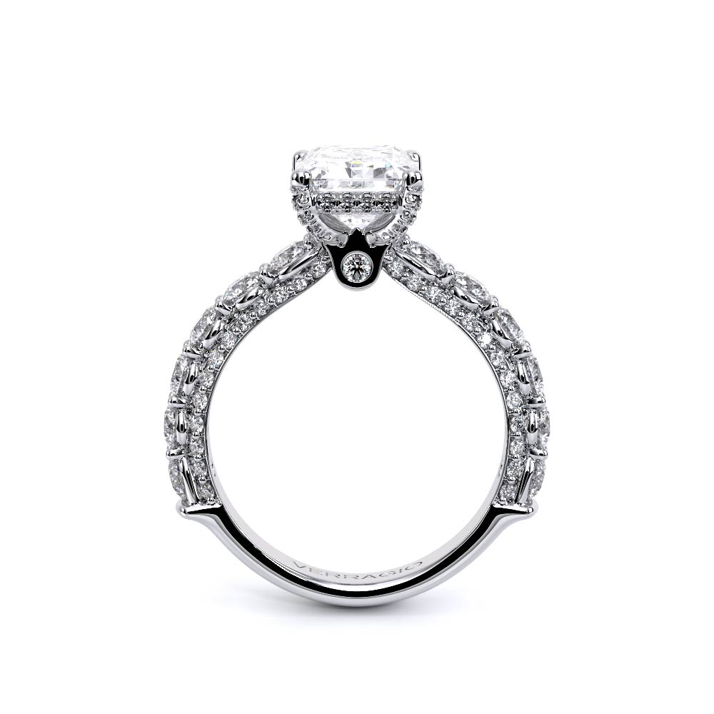 Emerald Pavé 18K White Gold Engagement Ring - CTR-0489