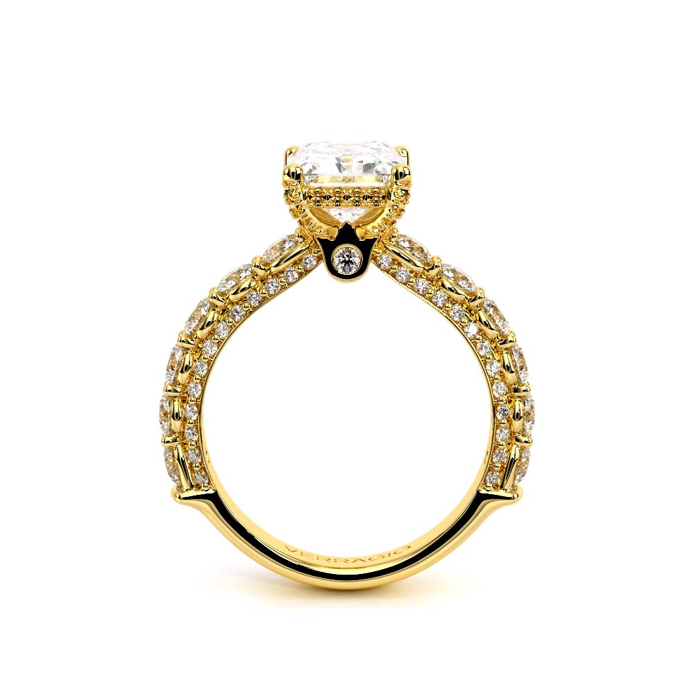 Emerald Pavé 14K Yellow Gold Engagement Ring - CTR-0489