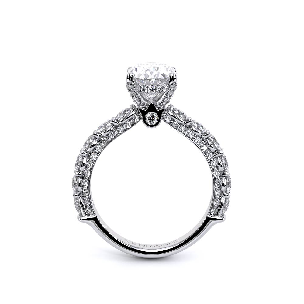 Oval Pavé Platinum Engagement Ring - CTR-0489
