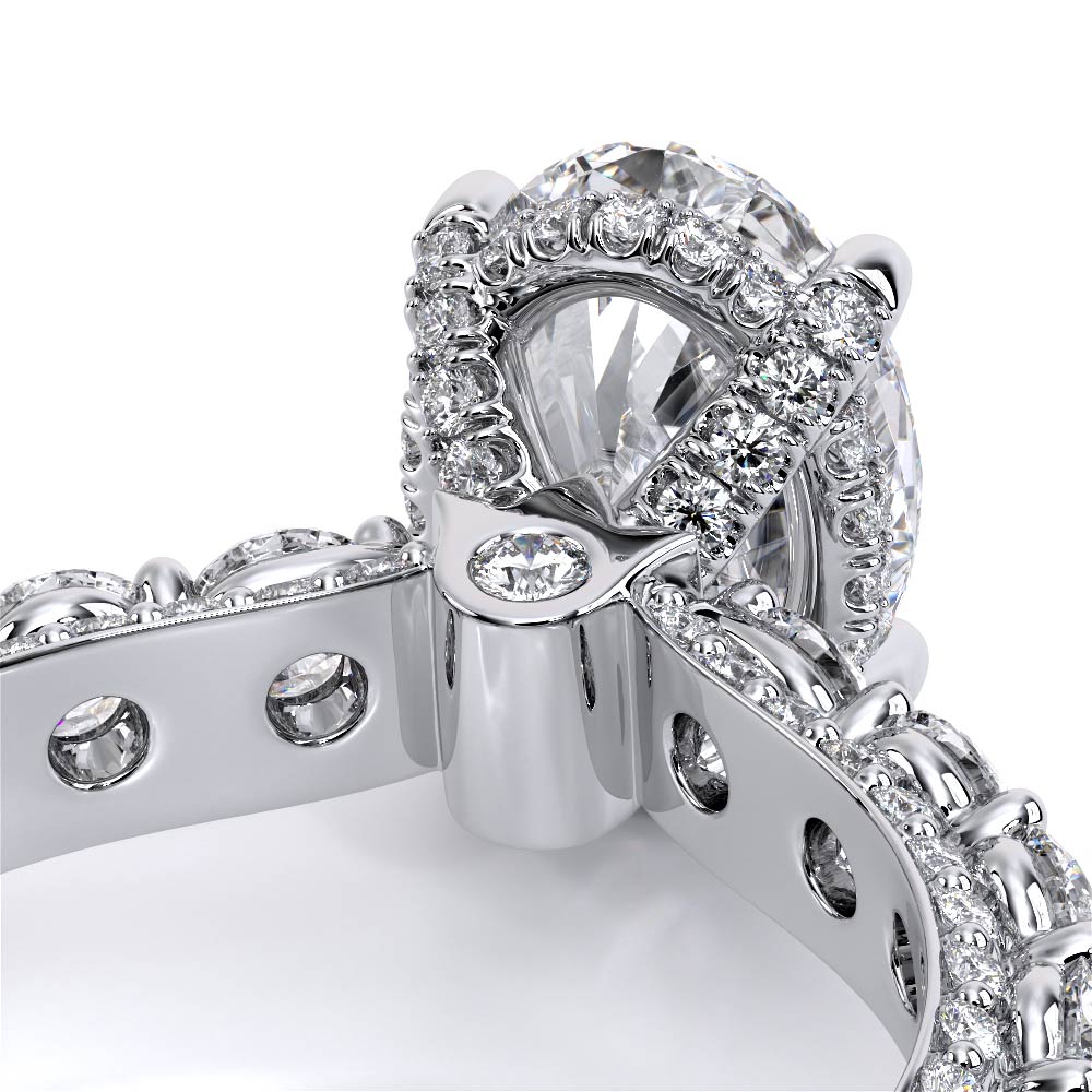 Oval Pavé Platinum Engagement Ring - CTR-0489