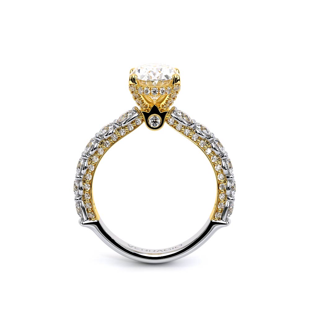 Oval Pavé 14K Yellow and White Gold Engagement Ring - CTR-0489